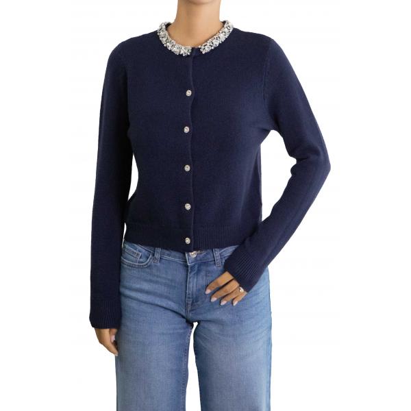 Cardigan bordo con diamantini 